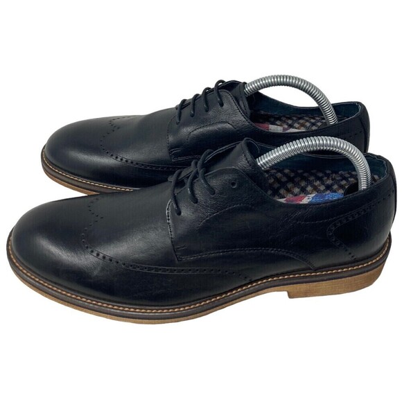 English Laundry Men's Size 7 Wing Tip Dress Casual Shoes Black Leather - Picture 3 of 10